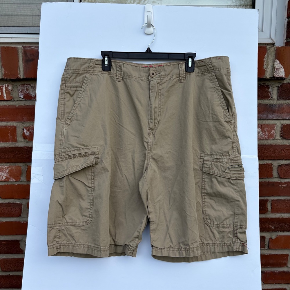 Unionbay Mens Khaki Tan Cargo Shorts Cotton Twill Multi‎ Pocket Relaxed Fit 40